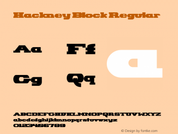 Hackney Block Regular 1.0 email: dennis@sharkshock.net图片样张