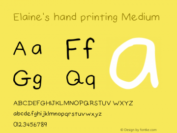 Elaine's hand printing Medium Version 2 Font Sample