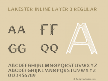 LAKESTER INLINE LAYER 3 Regular Version 1.000;PS 001.001;hotconv 1.0.56 Font Sample