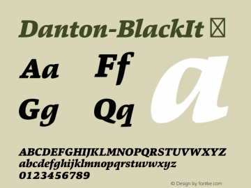 Danton-BlackIt ☞ Version 1.000;com.myfonts.easy.hoftype.danton.black-italic.wfkit2.version.4nFy Font Sample