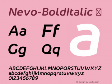 Nevo-BoldItalic ☞ Version 1.000;PS 001.000;hotconv 1.0.70;makeotf.lib2.5.58329;com.myfonts.easy.meat-studio.nevo.bold-italic.wfkit2.version.4nGF图片样张