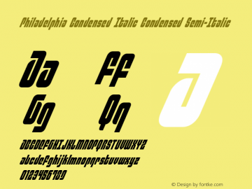Philadelphia Condensed Italic Condensed Semi-Italic Version 3.0; 2015 Font Sample