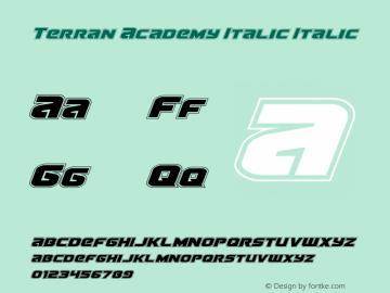 Terran Academy Italic Italic Version 1.1; 2015图片样张