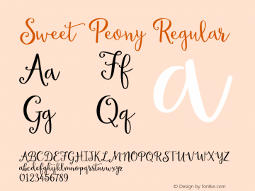 Sweet Peony Regular Version 1.0 Font Sample