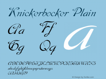 Knickerbocker Plain Unknown Font Sample