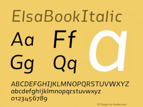 ElsaBookItalic ☞ Version 1.000;com.myfonts.stereotypes.elsa.book-italic.wfkit2.3EqG Font Sample