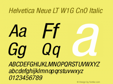 Helvetica Neue LT W1G CnO Italic Version 1.001 2015图片样张