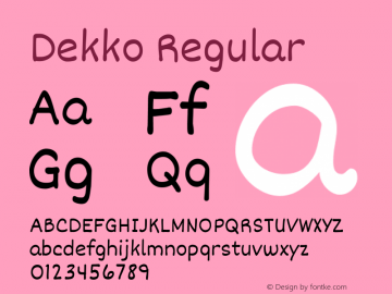 Dekko Regular Version 2.001 Font Sample