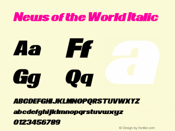 News of the World Italic 1.0 email: dennis@sharkshock.net Font Sample