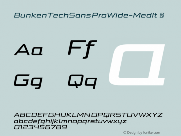 BunkenTechSansProWide-MedIt ☞ Version 1.34;com.myfonts.easy.buntype.bunken-tech-sans-wide.pro-medium-italic.wfkit2.version.4nK1 Font Sample