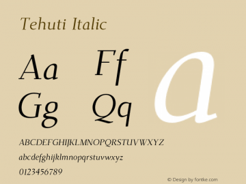 Tehuti Italic Version 1.0 Font Sample