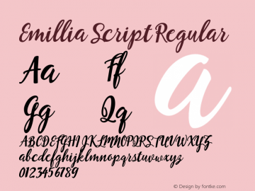 Emillia Script Regular Version 001.001 Font Sample