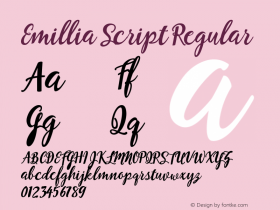 Emillia Script Regular Version 001.001 Font Sample