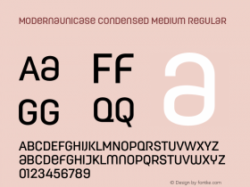 ModernaUnicase Condensed Medium Regular Version 1.000 Font Sample