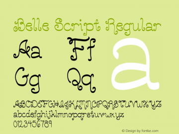 Belle Script Regular Version 1.00 October 25, 2011, initial release图片样张