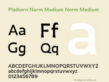 Plathorn Norm Medium Norm Medium Version 1.000 Font Sample