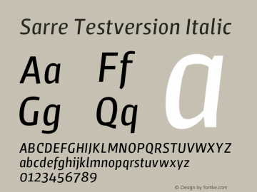 Sarre Testversion Italic Version 1.000;PS 001.000;hotconv 1.0.70;makeotf.lib2.5.58329图片样张