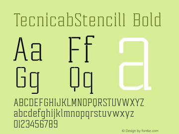 TecnicabStencil1 Bold Version 001.001 ;com.myfonts.easy.graviton.tecnica-slab-stencil.1-rg.wfkit2.version.4hJM图片样张
