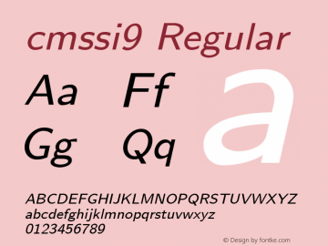 cmssi9 Regular 1.1/12-Nov-94 Font Sample