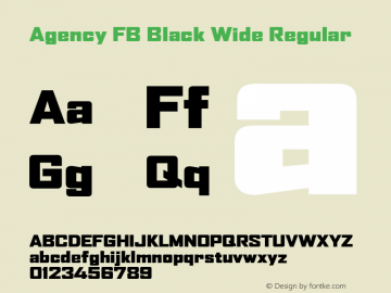 Agency FB Black Wide Regular Version 001.000图片样张