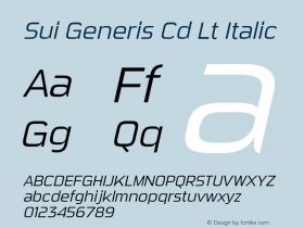 Sui Generis Cd Lt Italic Version 3.001 Font Sample