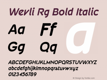 Wevli Rg Bold Italic Version 4.001 Font Sample