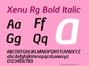 Xenu Rg Bold Italic OTF 1.100;PS 001.001;Core 1.0.29 Font Sample