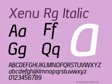 Xenu Rg Italic Version 1.100 Font Sample