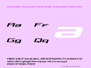 Concielian Expanded Semi-Italic Expanded Semi-Italic Version 3.0; 2015 Font Sample