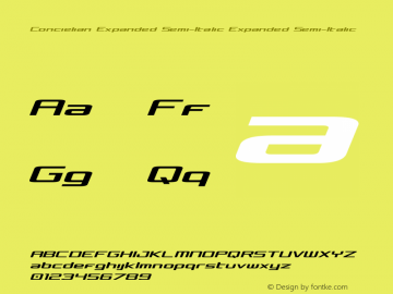 Concielian Expanded Semi-Italic Expanded Semi-Italic Version 3.1; 2015 Font Sample