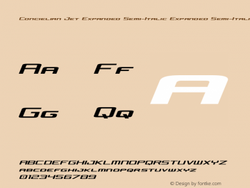 Concielian Jet Expanded Semi-Italic Expanded Semi-Italic Version 3.1; 2015 Font Sample