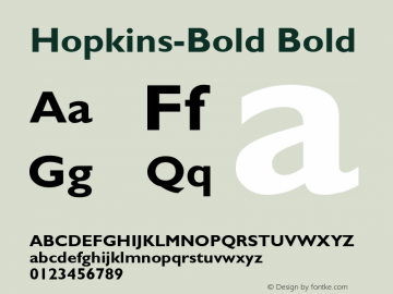 Hopkins-Bold Bold Unknown Font Sample