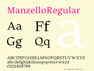 ManzelloRegular ☞ Version 1.000;com.myfonts.easy.tdf.manzello.regular.wfkit2.version.4o6b图片样张