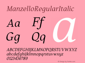 ManzelloRegularItalic ☞ Version 1.000;com.myfonts.easy.tdf.manzello.italic.wfkit2.version.4o69 Font Sample