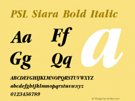 PSL Siara Bold Italic Version 2.5, for Win 95, 98, NT; release October 1999图片样张