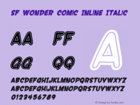 SF Wonder Comic Inline Italic ver 1.0; 2000. Freeware. Font Sample