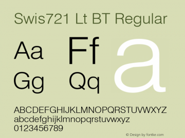 Swis721 Lt BT Regular Version 1.01 emb4-OT;com.myfonts.easy.bitstream.swiss-721.light.wfkit2.version.2fpq Font Sample