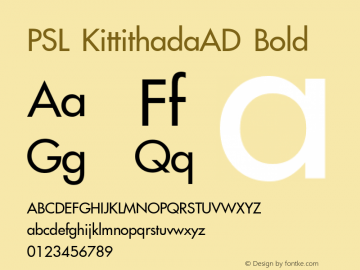 PSL KittithadaAD Bold Series 3, Version 1.5, release September 2002. Font Sample