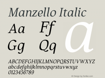 Manzello Italic Version 1.000; Fonts for Free;图片样张