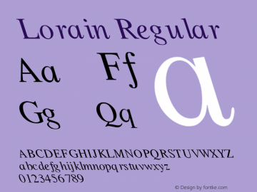 Lorain Regular Unknown Font Sample