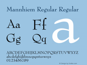 Mannhiem Regular Regular Unknown Font Sample