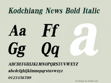 Kodchiang News Bold Italic Version 2.1 - January 1998图片样张