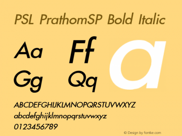 PSL PrathomSP Bold Italic Series 2, Version 3.1, for Win 95/98/ME/2000/NT, release November 2002.图片样张