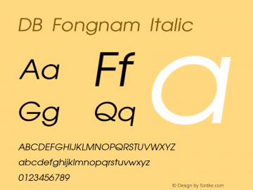 DB Fongnam Italic Version 1.1; 2001图片样张