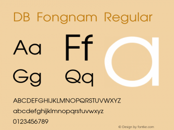 DB Fongnam Regular Version 1.1; 2001 Font Sample