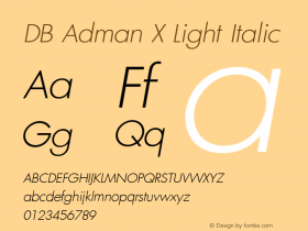 DB Adman X Light Italic Version 3.100 2007 Font Sample