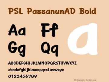 PSL PassanunAD Bold Series 3, Version 1.5, release September 2002. Font Sample