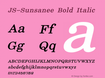 JS-Sunsanee Bold Italic Version 1.000 2006 initial release图片样张
