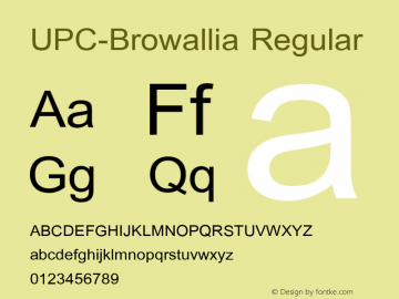 UPC-Browallia Regular Version 3.1 - June 2003 Font Sample