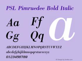 PSL Pimruedee Bold Italic PSL Series 3, Version 1.0, release November 2000.图片样张